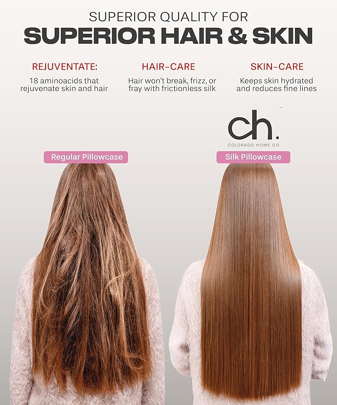 SUNDAYSILKS™ | Silk Pillow Cases 2 Pack | 22 Momme Mulberry Silk Pillowcase Set of 2 | All Sides 100% Pure Silk Slip Pillowcases Bliss for Couples, Zipper | Standard Queen, King Size [Silver Quartz]