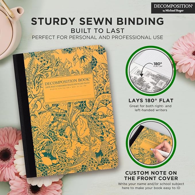 Decomposition Under the Sea College Ruled Composition Notebook - 9.75 x 7.5 Journal with 160 Lined Pages - Cute Notebooks for School Supplies, Home & Office - 100% Recycled Paper - Made in USA