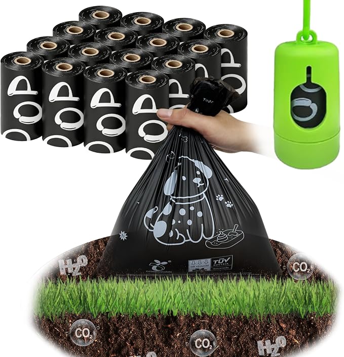 Biodegradable Dog Poop Bags 13×9in 240 count with Free Dispenser | ASTM D6400 & EN 13432 Compliant BPI Certified Poop Bags for Dogs, Unscented, Large, Earth Friendly Leakproof, Easy to Open