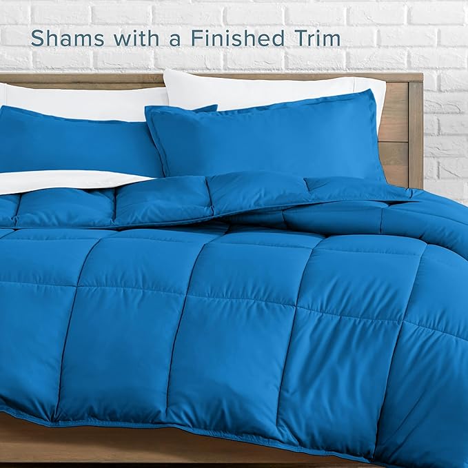 Bare Home Comforter Set - Full Size - Ultra-Soft - Goose Down Alternative - Premium 1800 Series - All Season Warmth (Full, Medium Blue)