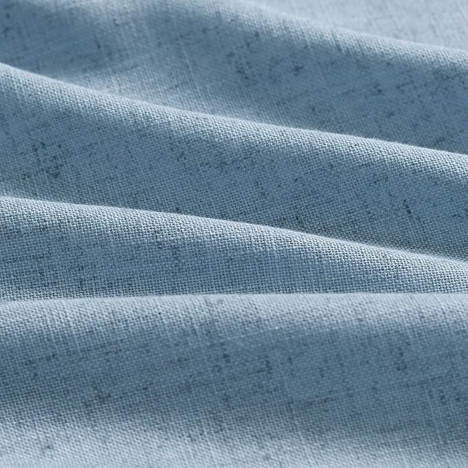 Nanspring Blue Linen Curtains 63 Inches Length 2 Panels Set for Living Room Back Tab Pocket Modern Light Filtering Semi Sheer Drapes Cotton Linen Textured Dusty Blue Window Curtain 52X63 Inches