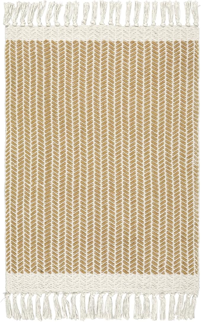 Lahome Belle Boho Rugs for Bedroom, 3x5 Bathroom Rug Lightweight Farmhouse Woven Area Rug with Tassels, Throw Rugs Washable Kitchen Rug Non Shedding Indoor Door Mats for Entryway Living Room, Khaki