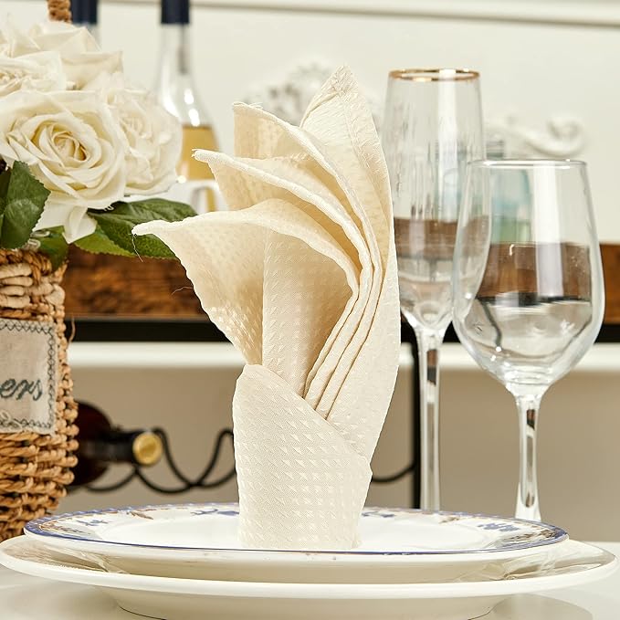 Mebakuk Cloth Napkins Set of 12, Premium 17 x 17 Inch Solid Washable Small Triangle Weave Napkins, Soft Table Napkin for Wedding Party Restaurant Dinner Parties
