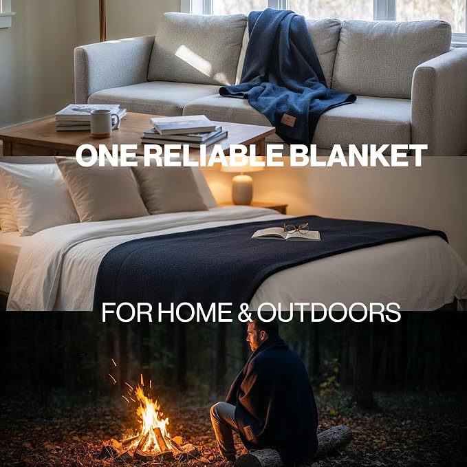 Whispering Winds 100% Wool Blanket, Premium King Size (108"x90") | Soft, Warm, Thick, Comfortable, For Bed, Couch, Home, Car, Camping, Outdoors, Survival