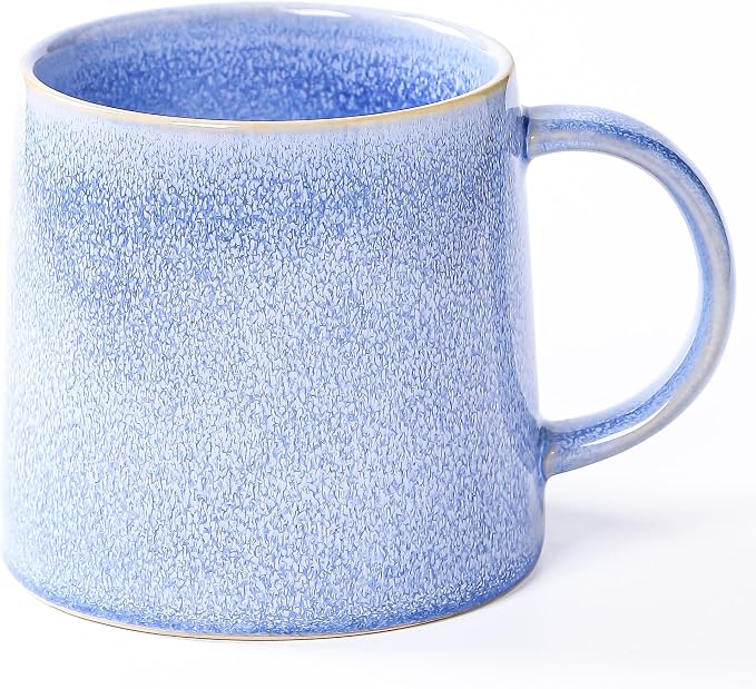 Large Ceramic Coffee Mugs, 20 oz Handmade Pottery Mug, Big Tea Cups with Handle for Office and Home, Dishwasher and Microwave Safe (Light Blue)