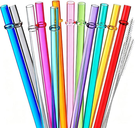 24 Pack Reusable Plastic Straws with 4 Brushes, 9" Tritan Hard Straws | 12 Clear Colors Replacement Straws for 12oz 16oz 20 oz Tumblers, Mason Jars, Stanley, YETI, Starbucks Cups, BPA Free