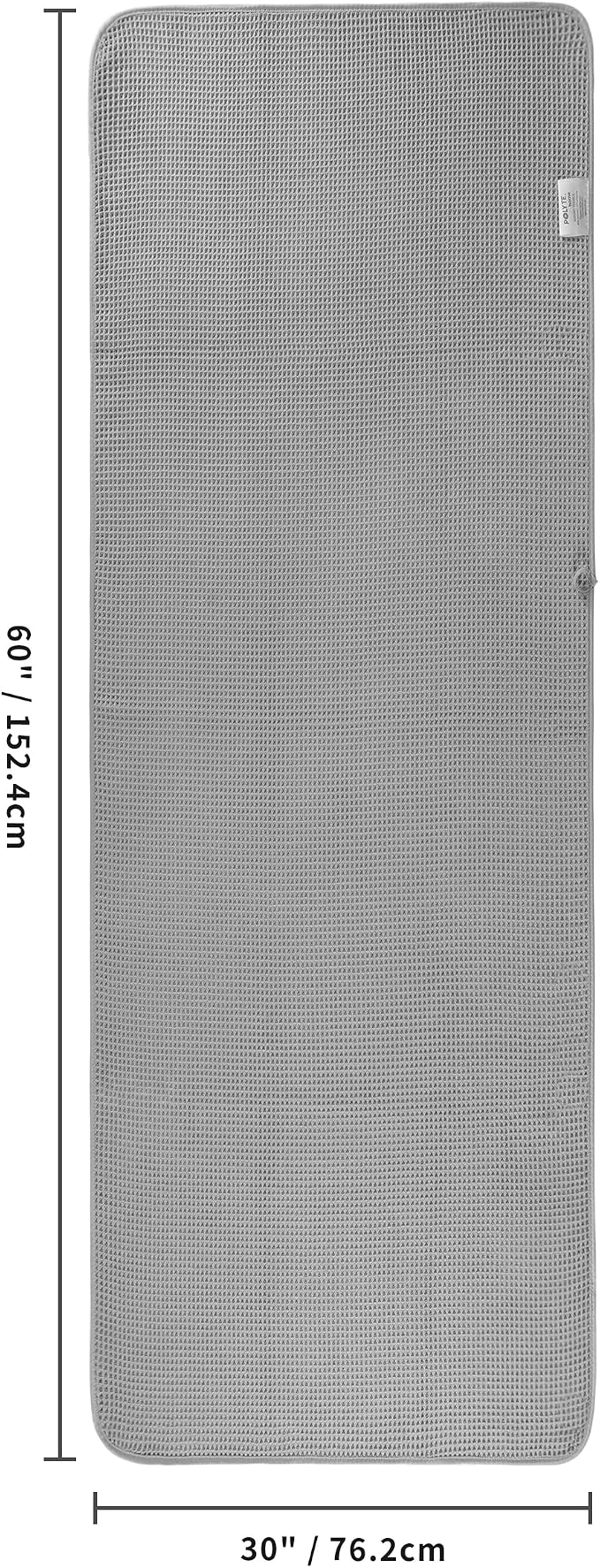 POLYTE 380 GSM Microfiber Oversize Quick Dry Lint Free Waffle Bath Towel for Body, 60 x 30 in, Set of 2