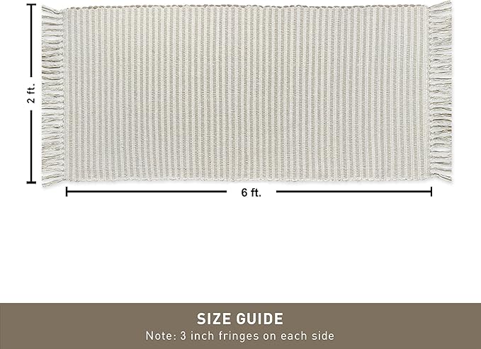 Chardin Home Beige & Ivory Providence Throw - 2x6 Feet | Hand Woven Farmhouse | Great in Kitchens, Entryways, Bathrooms & Meditation | Machine Washable & Reversible Cotton