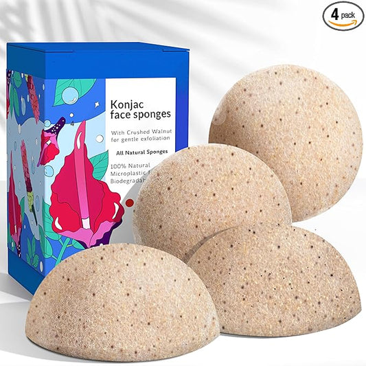 Konjac Sponge Face Scrubber Exfoliator for Cleansing | Vegan Microplastic Free | 100% Natural Plant Based | Non-Toxic | Biodegradable | Eco-Friendly | Plastic Free Packaging