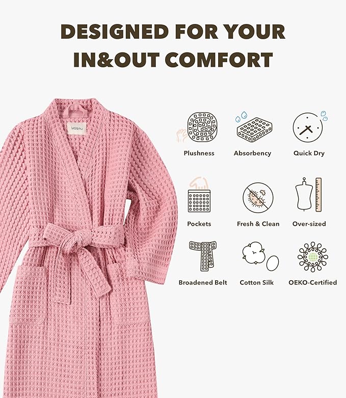 Luxury Organic Japanese Cotton Hotel & Spa Waffle Bathrobe for Men and Women (Hooded/Kimono)