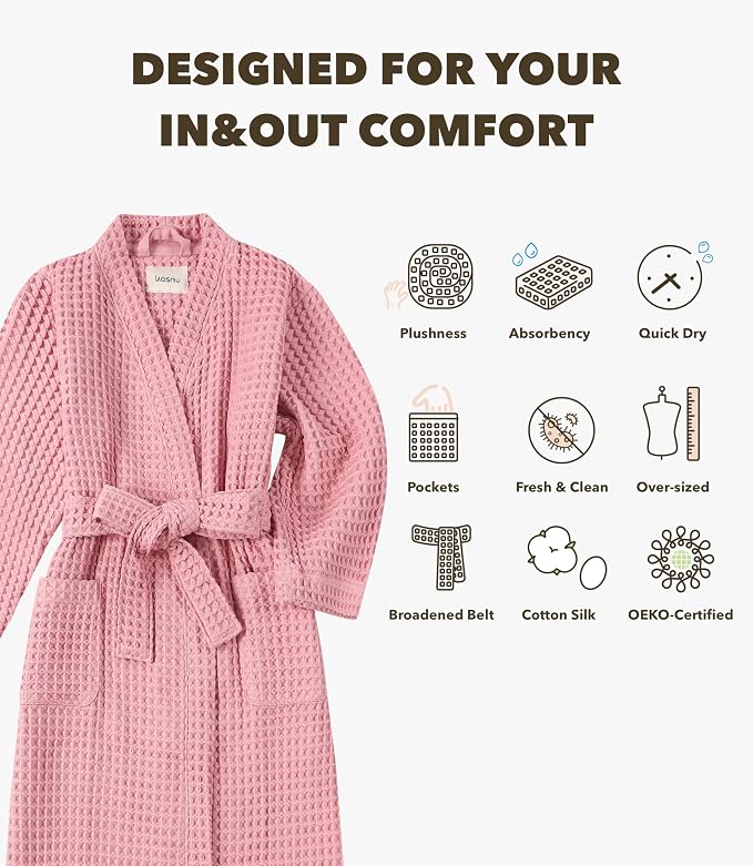 Luxury Organic Japanese Cotton Hotel & Spa Waffle Bathrobe for Men and Women (Hooded/Kimono)