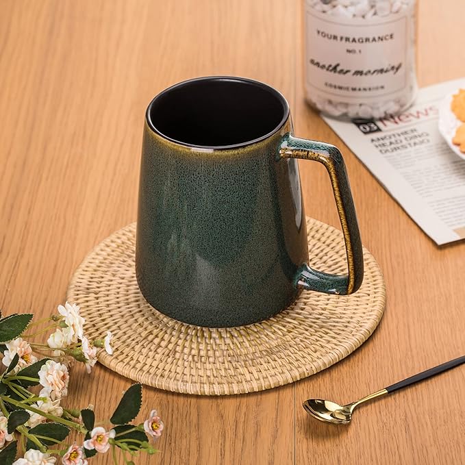 Extra Large Ceramic Coffee Mug,24 Oz,Oversized Tea Cup for Home and Office,With Big Handle,Dishwasher and Microwave Safe (24 Oz Green)
