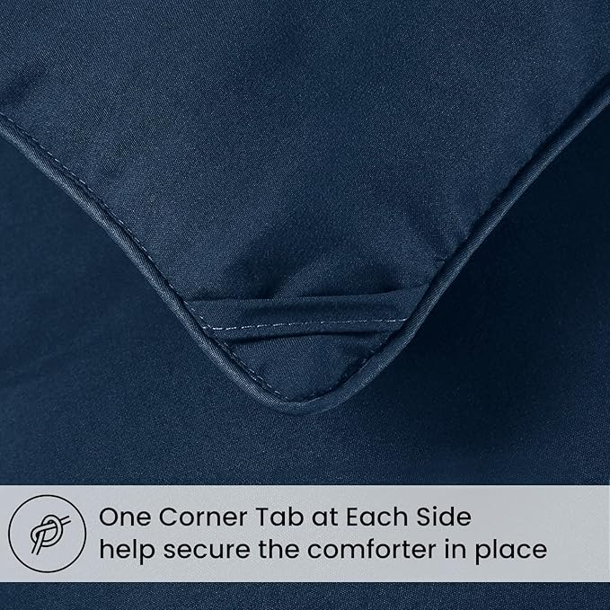 COHOME California King Size Comforter, All-Season Quilted Down Alternative Duvet Insert, Luxury Hotel GentleSoft Comforter with Anti-Clump Tech & 8 Tabs - Reversible - Navy Blue 96 x104 inches