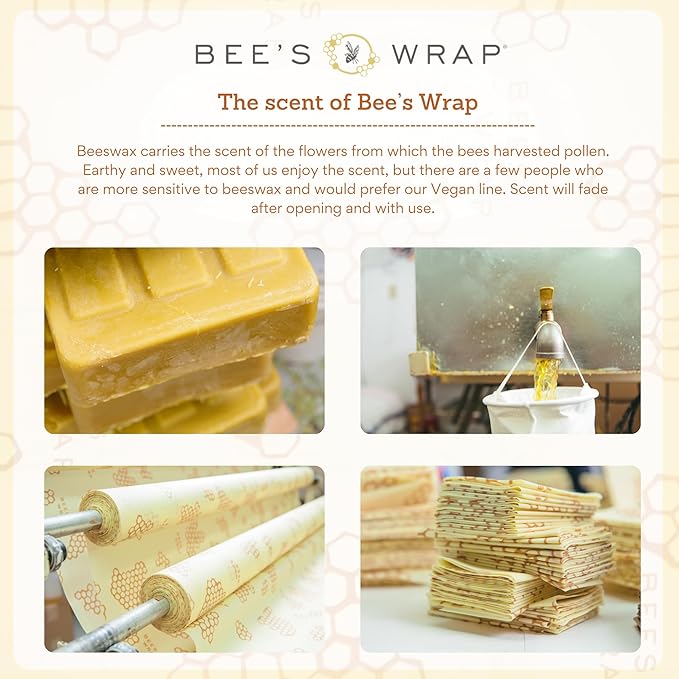 Bee's Wrap Beeswax Wraps for Food - 3 Pack of Assorted Beeswax Wraps - 2 Medium & Sandwich Wrap - Plastic Free Made in USA Reusable Natural Food Wrap - Botanical