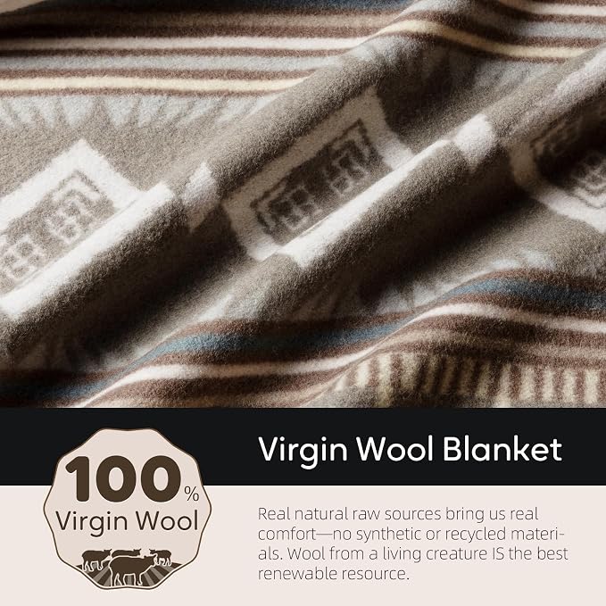 Molithe 100% Wool Blanket, 62" x 86", Warm, Thick, Washable, Military | Great for Camping, Outdoors, Sporting Events, Survival Kits Quartz Gray