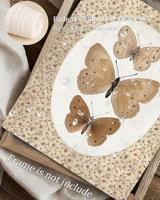 Vodefoad Butterfly Vintage Wall Art Retro butterfly Canvas Decor Gallery Bedroom Bathroom Shelf Prints Retro Butterfly Illustration Room Decor Posters wall Decor Antique Paintings Home Farmhouse Wall Decor-8x10'' Unframe