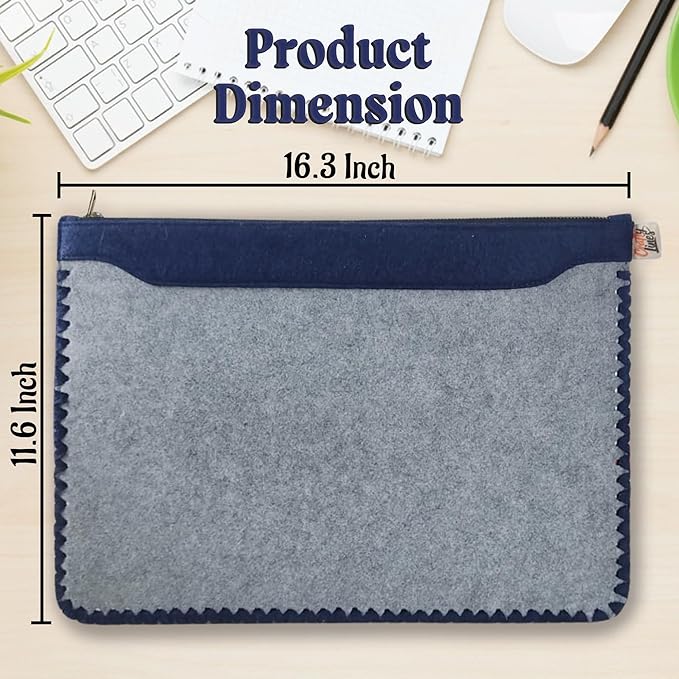Eco-Friendly Laptop Sleeve 14 Inch Recycled from 16 Plastic Bottles - Laptop Case Sleeve - Protective Computer Carrying Cover- Briefcase Handbags for Business, Office (Grey/Blue)