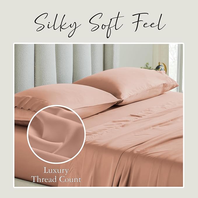 KARISSA MAE Pure Viscose from Bamboo King Size Pillowcase Set | 100% FSC Certified | Luxuriously Soft | Cooling | [Terracotta]
