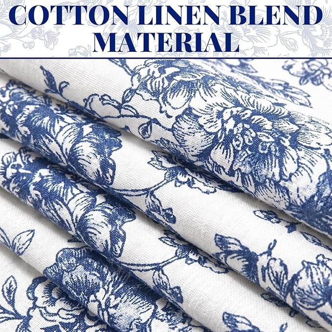 Mindsoft 12 Pack Blue Floral Cloth Napkins 18x18 Inch Reusable Linen Cotton Dinner Napkins Vintage Blue and White Table Napkin Cloth for Wedding Banquet Bridal Party Supplies