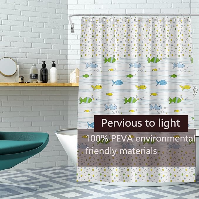 TIKABC Shower Curtain Liner, 4G PEVA Square Shower Liner, Plastic Waterproof Shower Curtains, 72x72 inch with Grommet Holes 3 Magnetic Weights