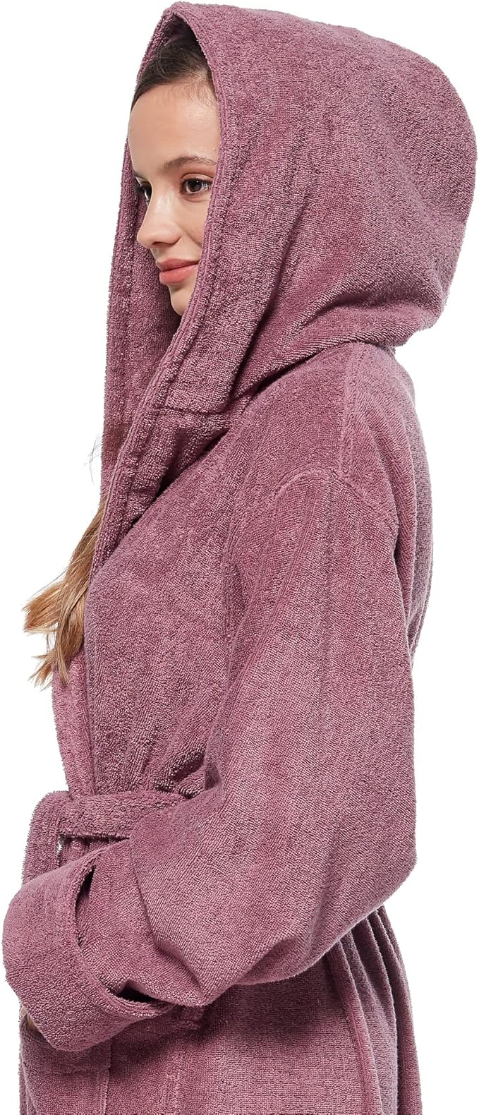 Arus Women's GOTS Certified Organic Cotton Hooded Full Length Turkish Bathrobe