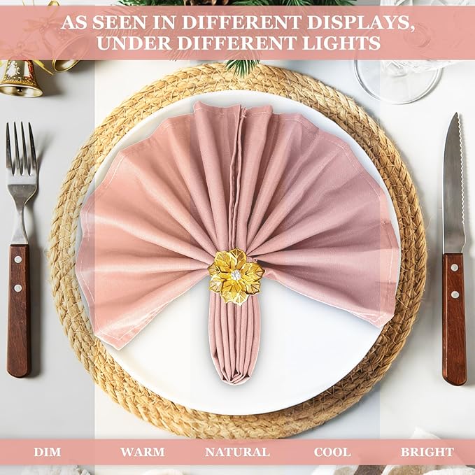 SuperO Set of 80 Cloth Napkins 17 x 17 Inch, Polyester Solid Washable Dinner Napkins with Hemmed Edges,Great for Restaurant, Wedding and Party(Dusty Pink)