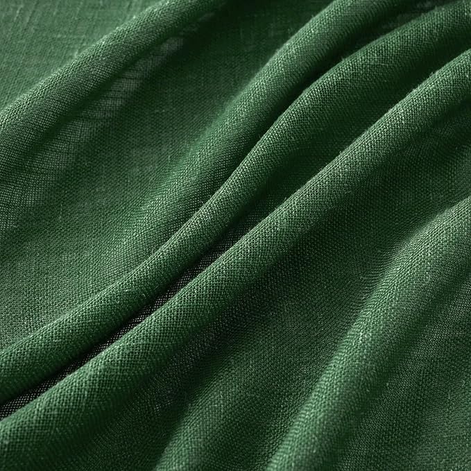 MIULEE Emerald Green Linen Curtains 96 Inch Long for Bedroom Living Room, Soft Thick Linen Textured Window Drapes Semi Sheer Light Filtering Rod Pocket Back Tab Christmas Burlap Look, 2 Panels