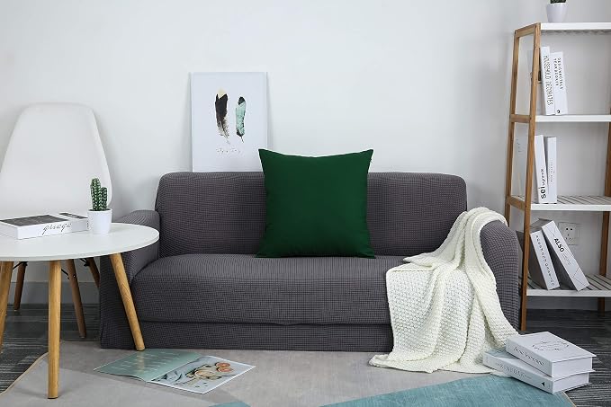 TangDepot 100% Cotton Solid Throw Pillow Cover 14x14 Deep Green | 100% cotton, same-color zip, machine wash & air dry. For living room, bedroom, office, car. 42 colors, 149 sizes. Cover only.