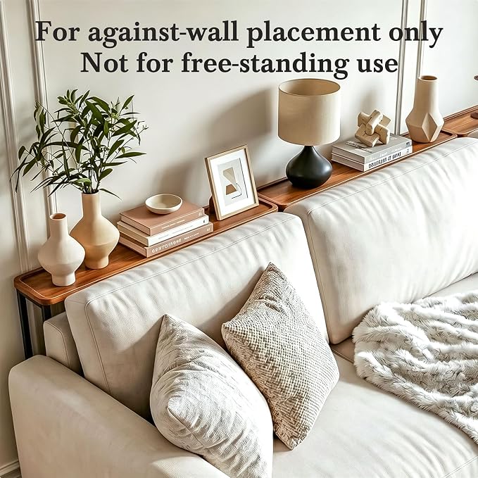 Faesun 33.5 Inch Behind Couch Table, Vacuum Forming Narrow Console Table, Thin Sofa Side Display Table, for Living Room, Bedroom, Rustic Brown