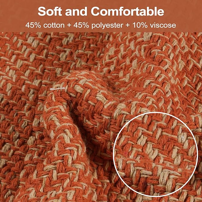 LEEVAN Washable Hallway Runner Rug, 2' x 6' Hand-Woven Reversible Kitchen Entryway Rugs, Terracotta Cotton Modern Farmhouse Laundry Room Carpet for Bathroom Sink Foyer Bedroom Fall Decor