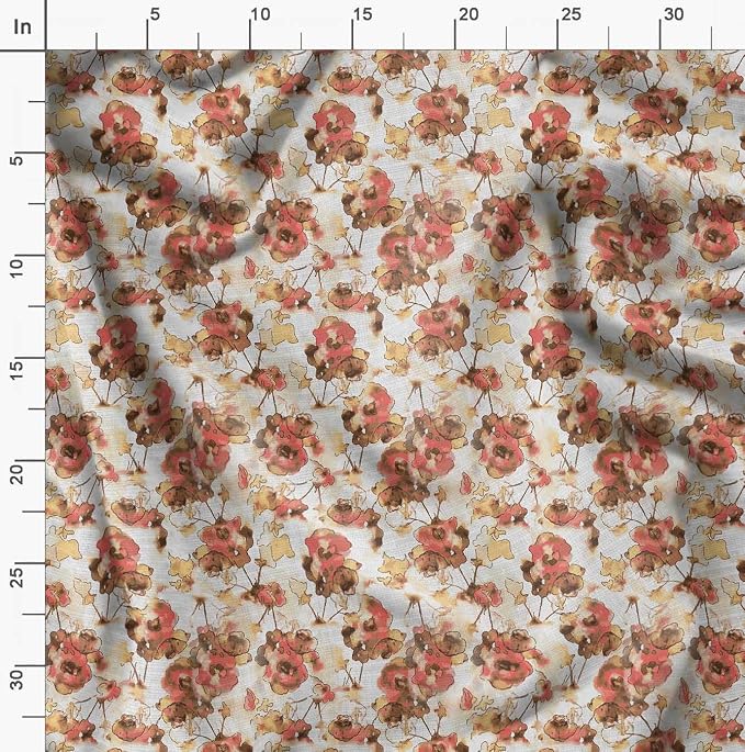 Soimoi Heavyweight Cotton Canvas Fabric Material - 56 Inch Wide, Yellow - Floral Print, Ideal for Making Durable Tote Bags, Backpacks, Jackets, Upholstery, Cushions, Outdoor Furniture Covers, 1 Yard