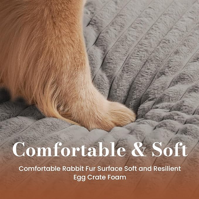 Dog Beds for Extra Large Sized Dog, Orthopedic Pet Bed with Waterproof Lining, Soft Short Plush Surface & Egg Crate Foam, Machine Washable Pet Mat with Removable Cover & Anti Slip Bottom
