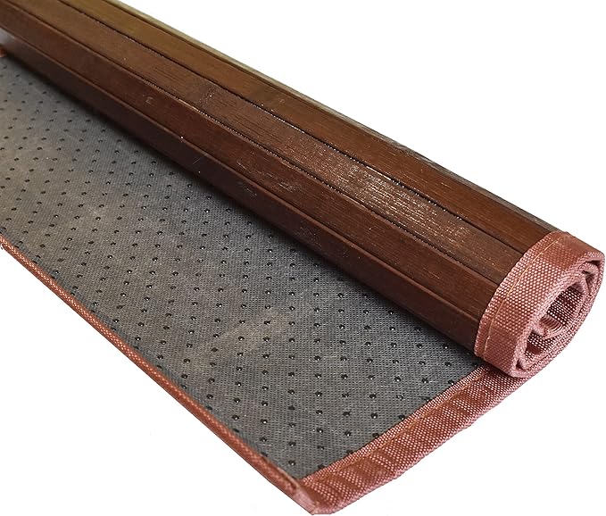Queensell Bamboo Rug – Bamboo Bathroom Accessories Area Rug – Bath Mat – Bathroom Rugs – Runner Small Rug 17" x 24" Dark Brown