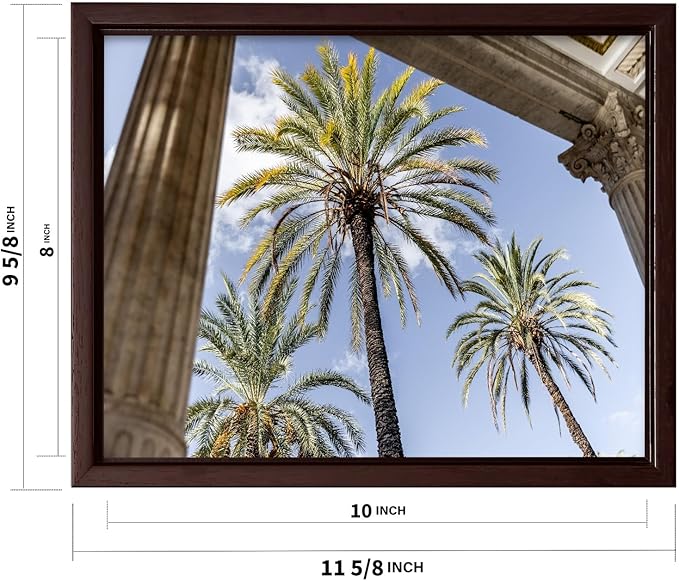 Monem Art Palermo Palm Trees Sicily Print - Tropical European Architecture Poster - Wall Decor for Living Room, Bedroom or Office - 8x10 Brown Framed CANVAS Wall Art by Mareike Bohmer