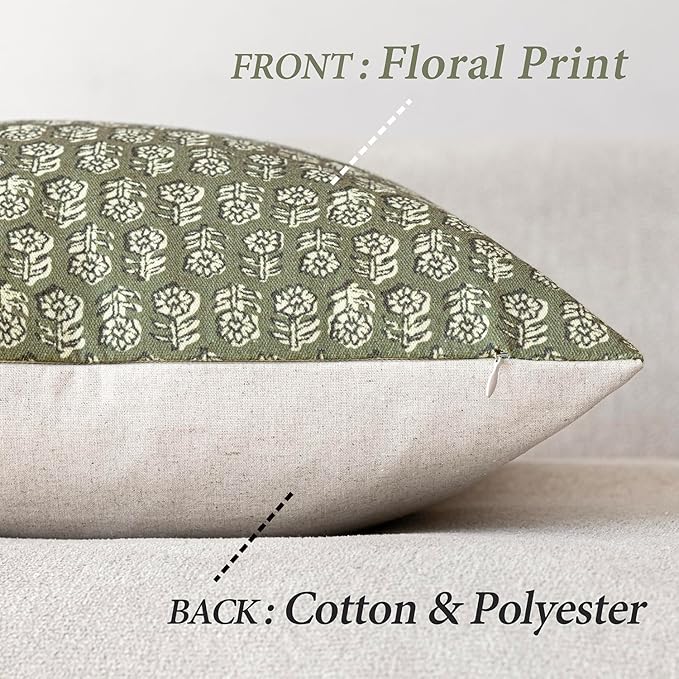 Foindtower Set of 2 Decorative Long Body Lumbar Throw Pillow Covers Neutral Modern Farmhouse Cushion Covers Vintage Home Decor for Sofa Couch Chair Bedroom Living Room,14×36 Inch,Sage Green