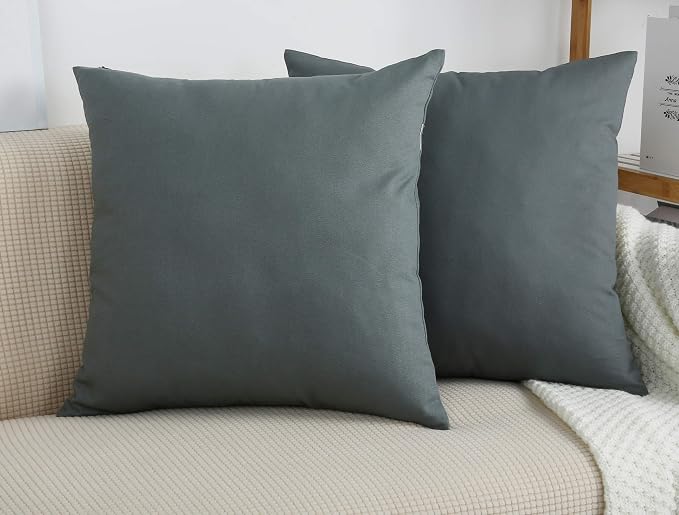 TangDepot 2-Pack Cotton Throw Pillow Covers 18x18 Taupe | 100% cotton, same-color zip, machine wash & air dry. For living room, bedroom, office, car. 42 colors, 551 sizes. Cover only.