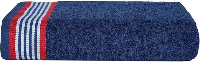 CASA COPENHAGEN He & She 6Pcs 100% Egyptian Cotton Large Designer Towels Gift Set- Blue - Red, 550GSM, 2Bath 2Hand 2Washcloths, Bath Towels for Bathroom (Gift Set for Women & Men)