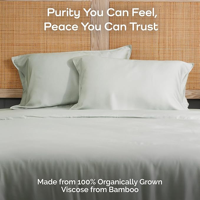 Pillow Cases King Size Set of 2 Pillowcases 100% Viscose from Bamboo Cooling Pillowcases, Soft & Breathable Pillow Case with Envelope Closure, Green Pillow Cases (Sage)