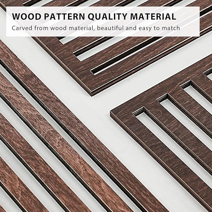 VIYYIEA Boho Solid Wood Carved Wall Art Set of 3, Geometric Minimalist Wooden Home Decor Panels, Handcrafted Solid Wood Wall Hanging for Living Room Bedroom Hallway, 16 x 8 Inch Each (Geometry I)