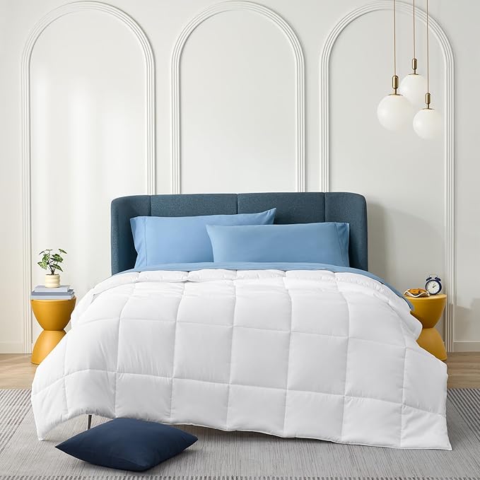 Casual Living Duvet Insert King Comforter Cooling Blanket Lightweight Hypoallergenic Reversible White Comforter with Box Stitching Fluffy Bedding Down Alternative Machine Washable, King, White