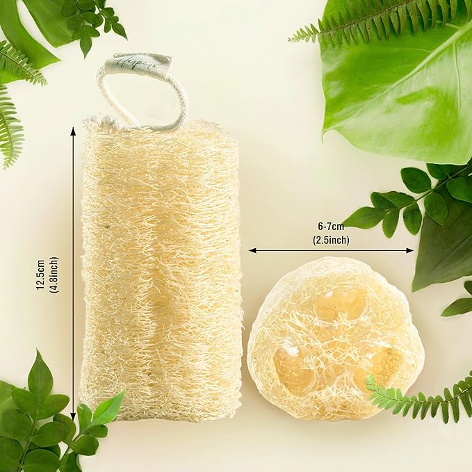 Natural Loofah Sponge Body Scrubber for Men & Women – Set of 3 Organic Exfoliating Bath Sponge for Deep Body Cleansing - Handcrafted in Vietnam (3 Count)