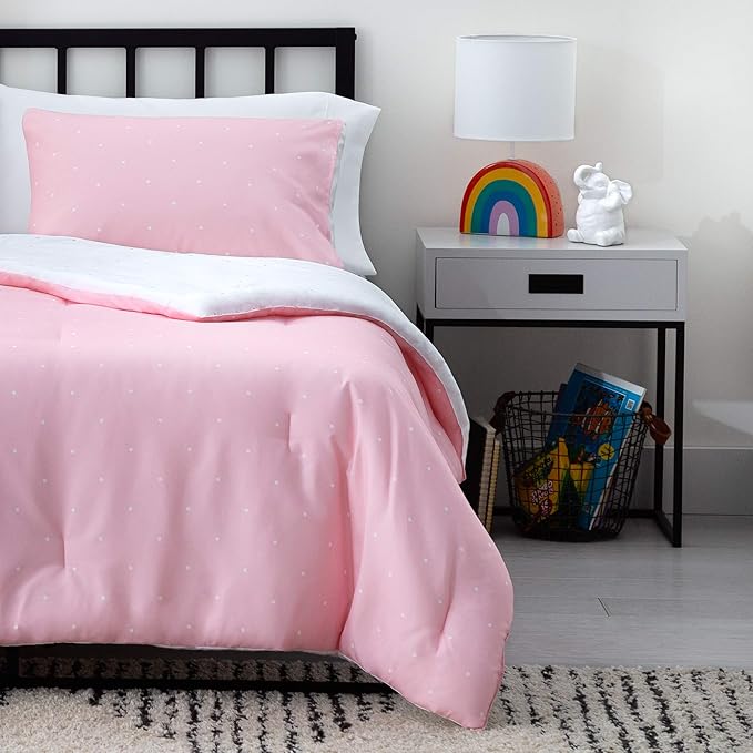 Linenspa All Season Hypoallergenic Down Alternative Microfiber Comforter , Twin XL, Pink, Twin XL Size, Dorm Room Essentials