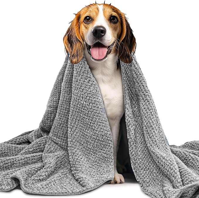 NVNAN Microfiber Dog Towel for Drying Dogs, 40 x 24 Inch Super Absorbent Pet Bath Towel, Soft Quick-Drying Grooming Towel for Small & Large Dogs, Cats, Puppies, Grey