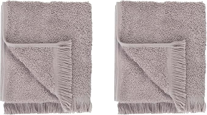 Blomus FRINO Fringed Organic Cotton Terry Guest Hand Towels 12 x 20-2pcs - Satellite (Taupe)