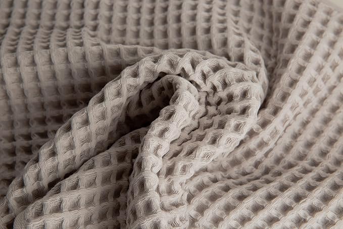 Waffle Cotton Bath Towels-100% Turkish Cotton, Quick Dry, Ultra Soft, Premium Absorbent, Weave Design, Fast Drying-2 Pieces Bath Towel Set (1 Large Bath Towel and 1 Hand Towel) (Beige)
