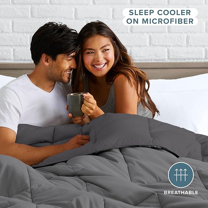 Bare Home Full Comforter - Reversible Colors - Goose Down Alternative - Ultra-Soft - Premium 1800 Series - All Season Warmth - Bedding Comforter (Full, Grey/Forged Iron Grey)