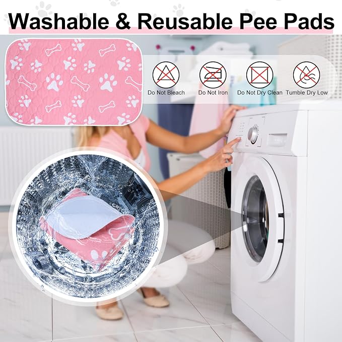 BEAUTYZOO 4 Pack Washable Pee Pads for Dogs, Reusable Puppy Pads for Potty Training, Waterproof Super Absorbent Whelping Pads Mats Non Slip Against Urine for Small Medium Dogs Cats, 18" x 24"