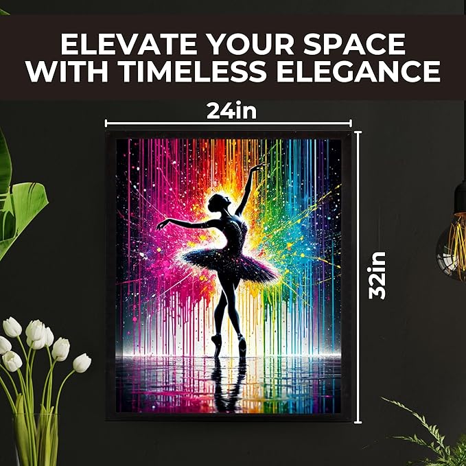 InkFlow Posters Art Ballerina Poster - Dancing Under The Rain Print - Abstract Art - Silhouette Art - Graffiti Print - Great Bedroom or Living Room Decor - 24x32 Unframed Canvas Print