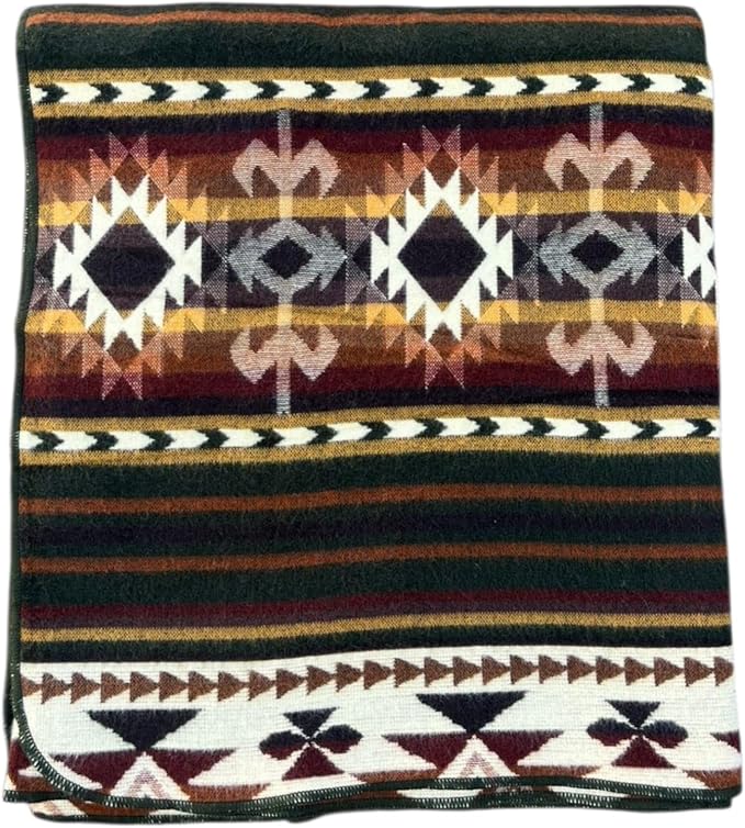 Alpaca Wool Blanket, Throw Size 78 x 47, Reversible 2 in 1, Thick and Ultra Soft, Hypoallergenic, Non-Itchy, Handmade in Ecuador. Premium Alpaca Wool Thtow Blanket for Cozy Comfort. (Green, Throw)