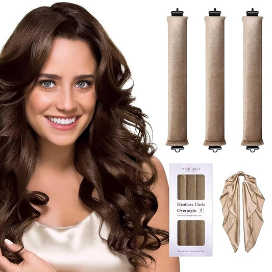 Heatless Hair Curler Overnight Curls-3 Pcs No Heat Curling Blowout Rod to Sleep In,Hair Rollers with Satin Scarf